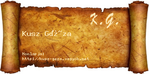 Kusz Géza névjegykártya