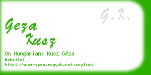 geza kusz business card