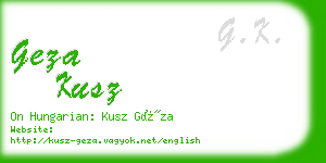 geza kusz business card